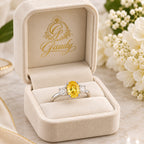 Aurelia Canary Ring – Silver Ring with Yellow Center Stone & Crystal Side Stones