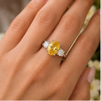 Aurelia Canary Ring – Silver Ring with Yellow Center Stone & Crystal Side Stones