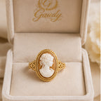 Camille Cameo Ring - Vintage Inspired Gold Ring