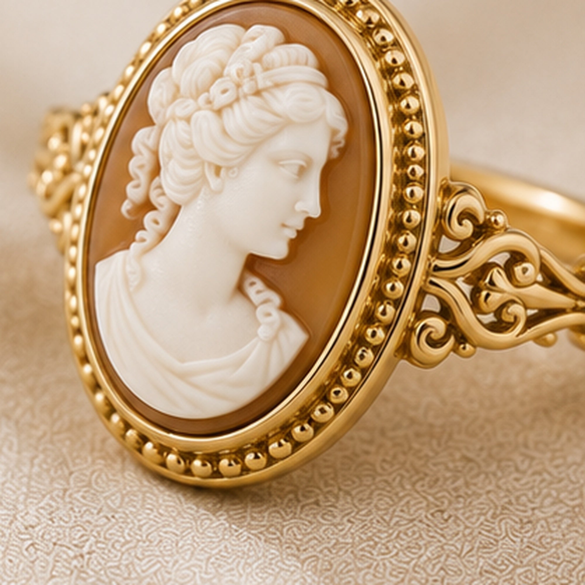 Camille Cameo Ring - Vintage Inspired Gold Ring