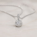 Celeste Crystal Halo Necklace – Silver Round Crystal Pendant