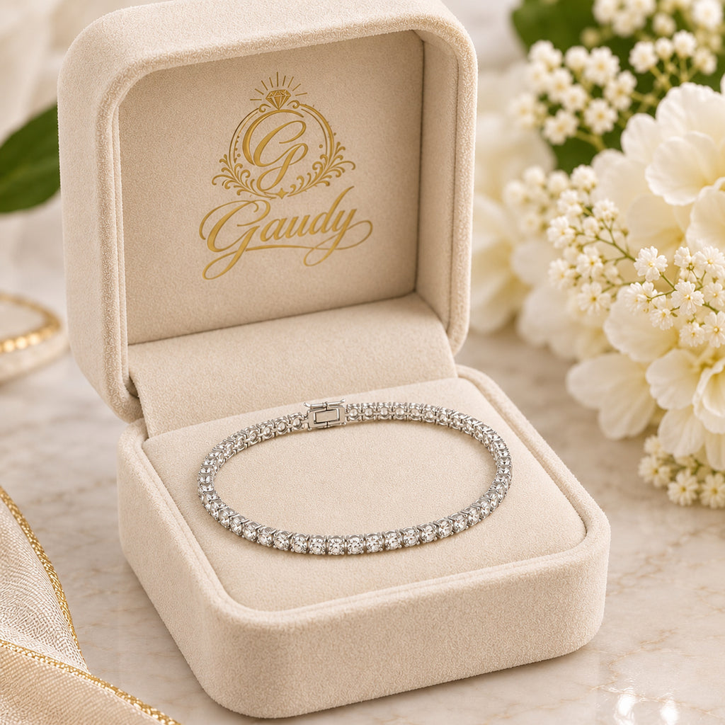 Éclat Crystal Tennis Bracelet – Silver