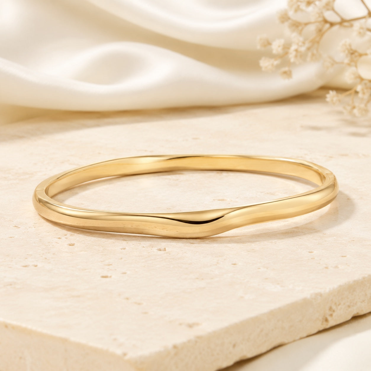 Élan Contour Stackable Bracelet – Modern Abstract Bangle in Silver, Gold & Rose Gold