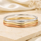 Élan Contour Stackable Bracelet – Modern Abstract Bangle in Silver, Gold & Rose Gold
