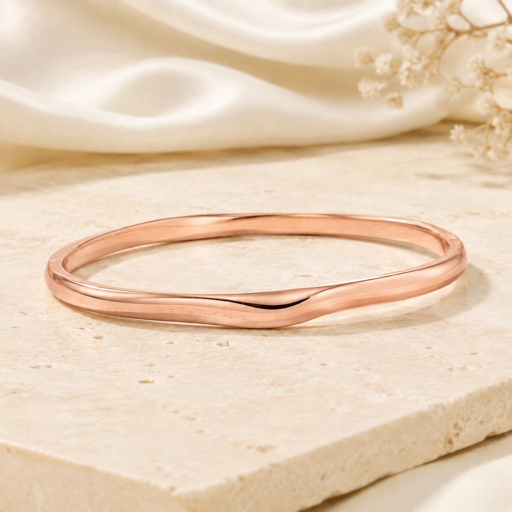 Élan Contour Stackable Bracelet – Modern Abstract Bangle in Silver, Gold & Rose Gold