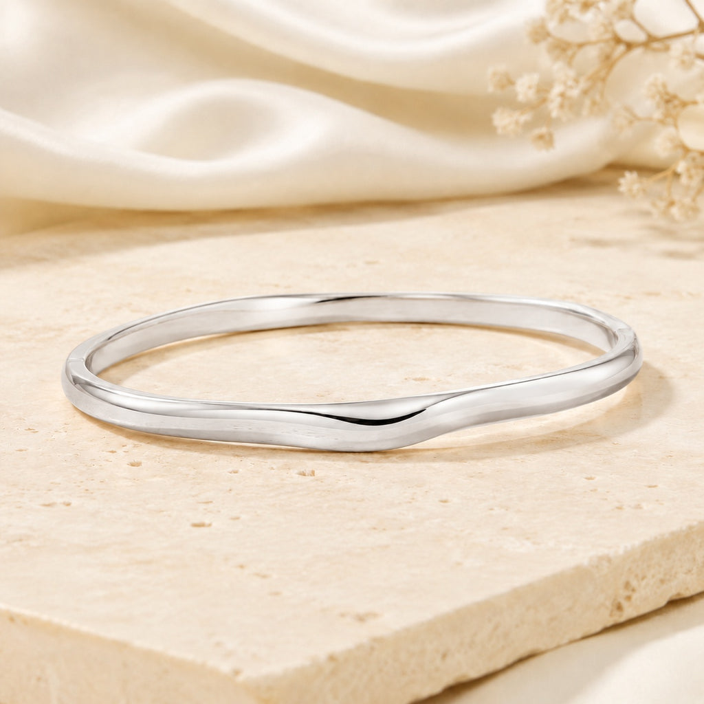 Élan Contour Stackable Bracelet – Modern Abstract Bangle in Silver, Gold & Rose Gold