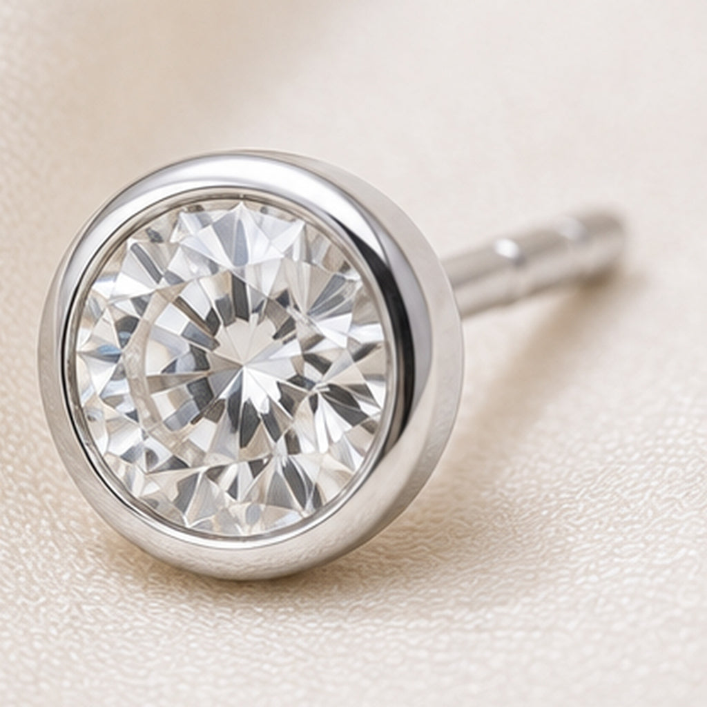 Lumière Crystal Stud Earrings – Silver Bezel-Style Crystal Studs
