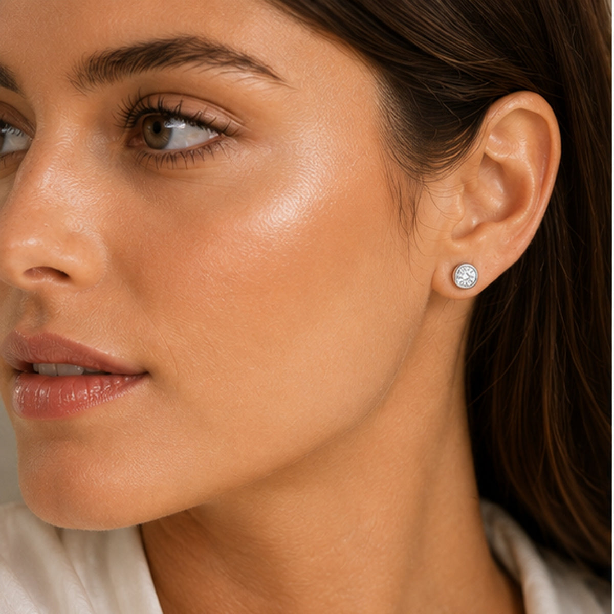 Lumière Crystal Stud Earrings – Silver Bezel-Style Crystal Studs
