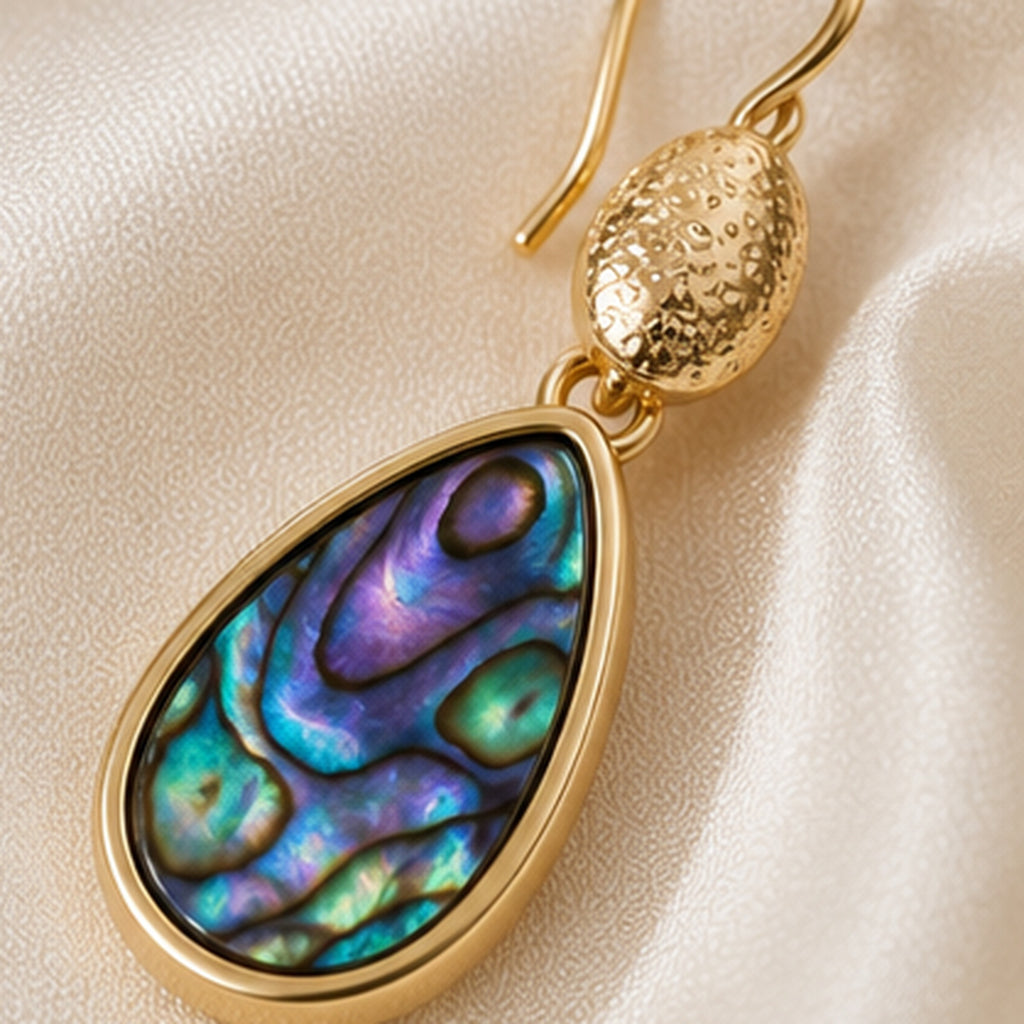 Marisol Abalone Drop Earrings – Gold Earrings with Colorful Abalone Inlay