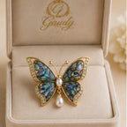 Papillon Abalone Brooch - Iridescent Abalone Wings & Pearl