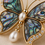 Papillon Abalone Brooch - Iridescent Abalone Wings & Pearl