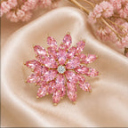 Rosalie Bloom Brooch – Pink Crystal Floral Brooch with Gold-Tone Setting