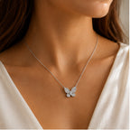Seraphina Butterfly Necklace – Silver Pavé Crystal Butterfly Pendant