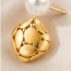 Solara Pearl Drop Earrings – Pearl Studs with Sculptural Gold Drops