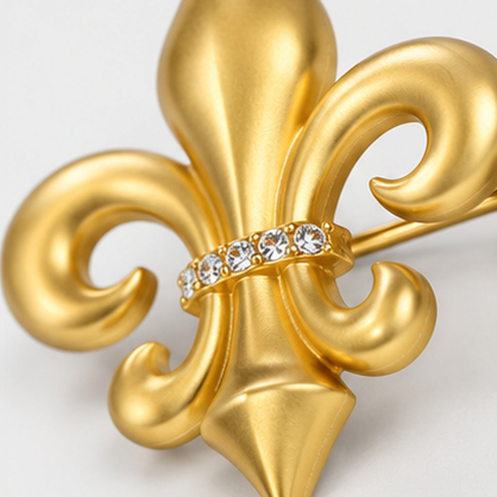 Versailles Fleur Brooch – Gold Fleur-de-Lis with Crystal Detail